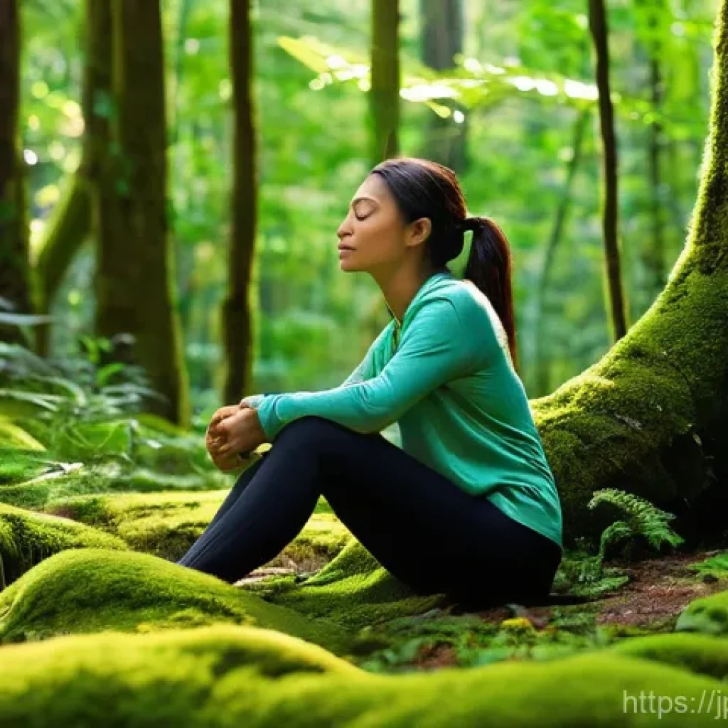 그린 운동 처방의 실천 사례와 배운 점 - **Prompt 1: Serene Forest Bathing for Detox**
"A tranquil image of a person, gender-neutral, in ...