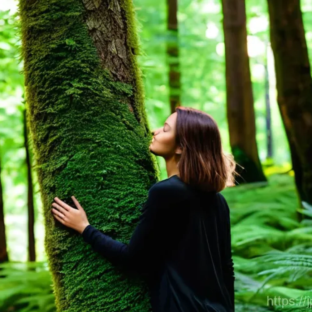 그린 운동 처방의 포괄적 접근 방식 - Serene Forest Bathing Experience**
"A peaceful, realistic photograph of a woman in her late 20s to ...