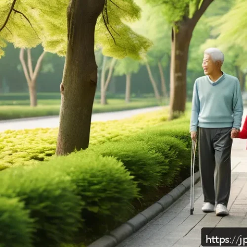 그린 운동 처방의 효과적인 피드백 시스템 구축 - A serene Japanese urban park scene in early morning light, featuring a diverse group of people walki...